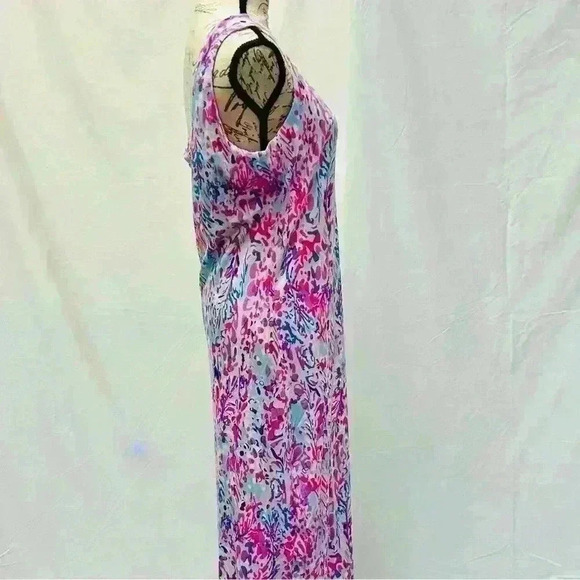 NWT Multicolor Abstract Sleeveless Floral Print Maxi Dress Large - Picture 9 of 13